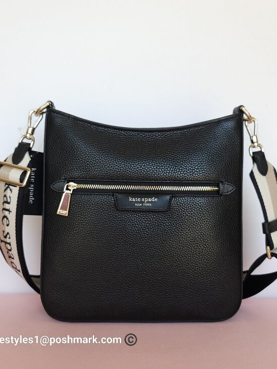 KATE SPADE Handbags - KATE SPADE Hudson Pebbled Leather Messenger Crossbody Bag- Black color⭐